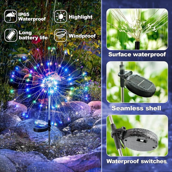 Solar Firework Lights Outdoor Garden Fairy Lights 2 Pack Colorful6