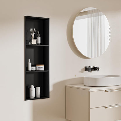 36X12 Inch No Tile Needed Shower Niche - 304 Stainless Steel Niche Shower with 3- Tier Shelves Recessed Wall Niches for Bathroom Storage,Matte Black7