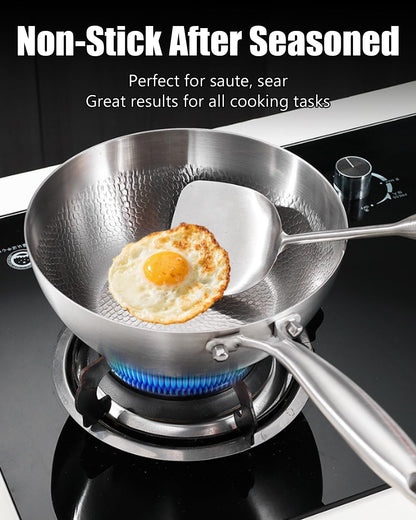 Pure Titanium Wok, Titanium Pans for Cooking, PFAS/PFOA/PTFE Free Cookware,With Lid,8.66In | Multifunctional Ultra-Durable Scratch-Resistant Non Stick Even Heating, Dishwasher&Oven Safe, Kitchen Induction Compatible3