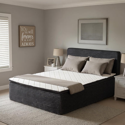 Full Boneless Cloud Bed, Frame & Headboard & Mattress Set, Gray3