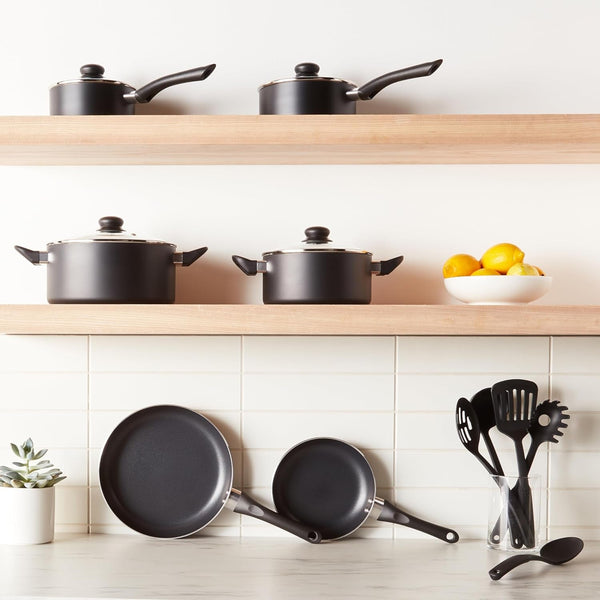 Non-Stick Kitchen Cookware 15-Piece Set with Stay-Cool Handles, Even Heating, Non-Induction, Includes Pots, Pans, and Utensils, Black3
