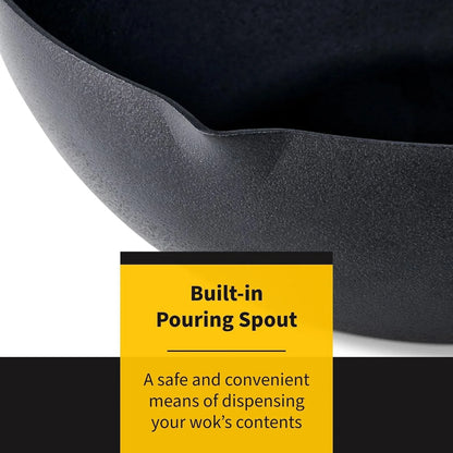 Stir Fry Wok 12" Aluminum Nonstick Pan with Soft Touch Handle and Flat Bottom, Black4