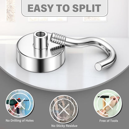 8 Pack Magnetic Hooks for Cruise Cabins, 35LB Silver Magnetic Hooks7