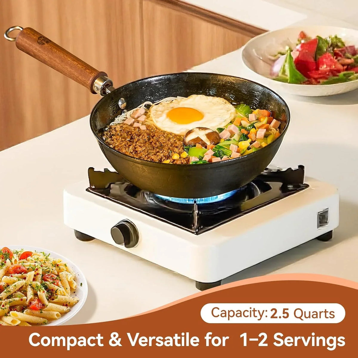 9-5-inch-small-cast-iron-wok-with-lid-handcrafted-tortoise-shell-texture-uncoated-stir-fry-pan-flat-bottom-wok-for-electric-induction-gas-stoves-2-5-quart-requires-seasoning