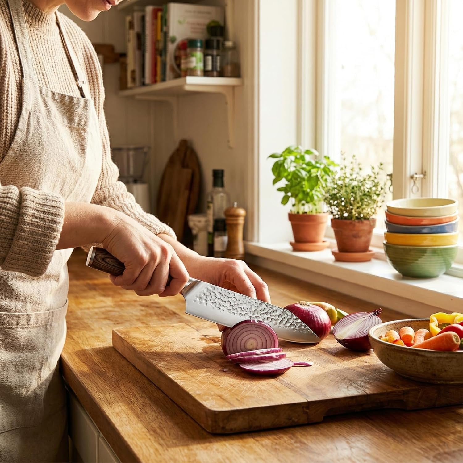 forged-high-carbon-steel-knife-set-for-chefs-grill-masters-meat-cutting-outdoor-cooking-for-culinary-students-butcher-cleaver-honing-rod-travel-knife-roll-hand-hammered-blades