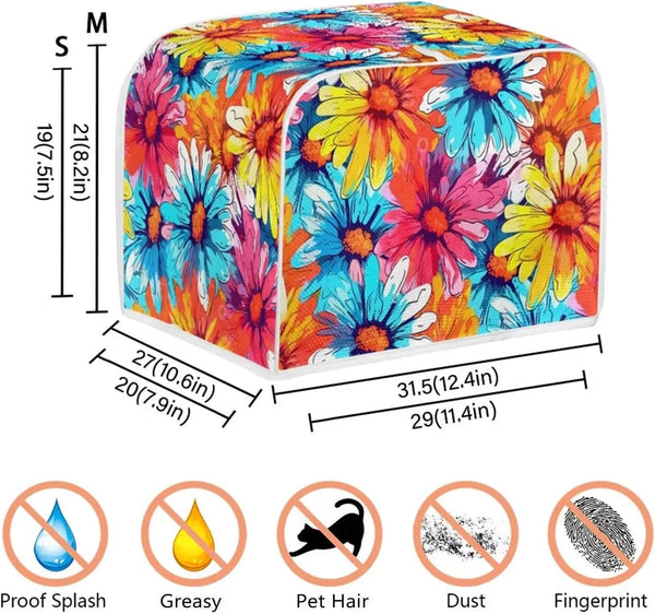 Cartoon Horse 2, 4 Slice Slot Toaster Cover, Cute Horses Bread Toaster Oven, Funny Zoo Animal with Woolen Ball Kitchen Appliance Cover Dustproof for Standard Size -L2