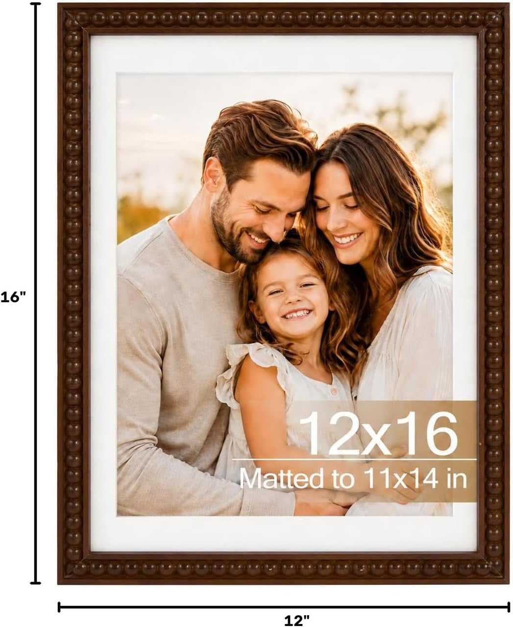 solid-wood-12x16-picture-frame-beaded-frame-with-11x14-mat-rustic-vintage-12-by-16-photo-frame-matted-with-plexiglass-for-wall-display-brown