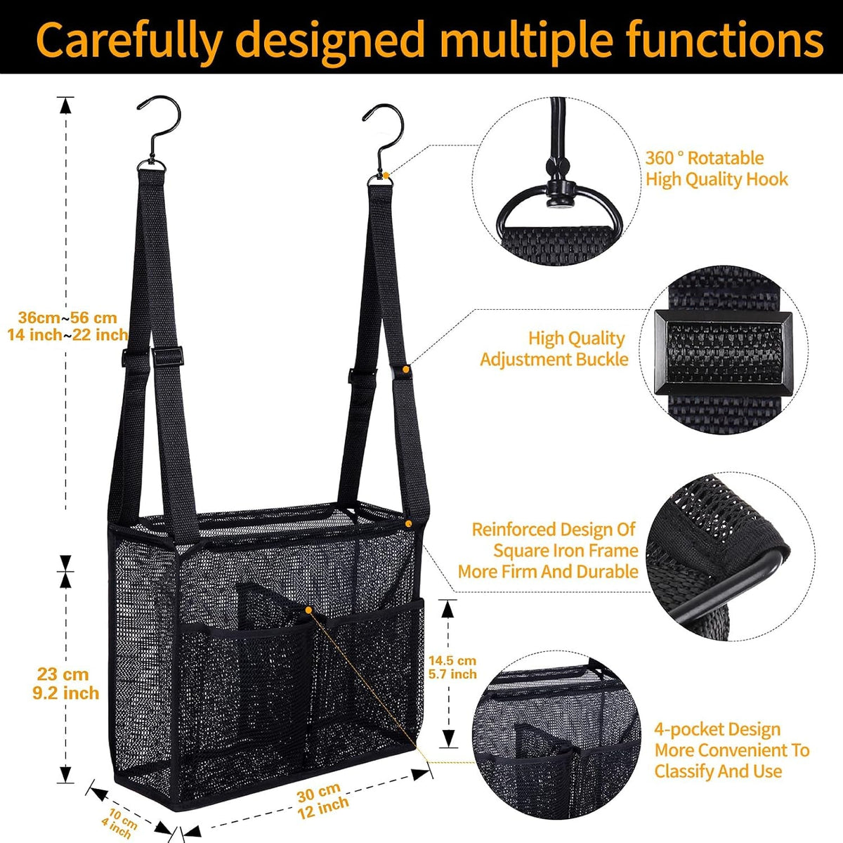 4-storage-pockets-adjustable-hanging-mesh-bathroom-bag-shower-caddy-college-with-hooks-applied-to-college-dorm-rooms-gym-swimming-and-rv-travel-black