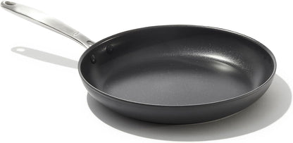 OXO Enhanced 10" Frying Pan Skillet, Pfas-Free Ceramic Nonstick, Durable Hard Anodized Cookware, Scratch Resistant, Stainless Steel Handle, Good Grips, Dishwasher Safe, Oven Safe, Black1