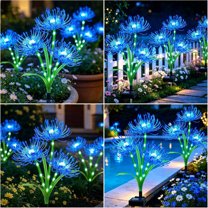 Solar Lights Outdoor, 8 Pack Blue Spider Lily Garden Flower Lights5