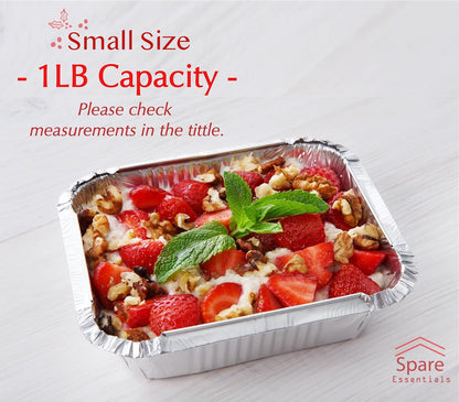 55 Pack - Aluminum Pan/Containers with Lids/Foil Containers/Aluminum Pans with Lids/Take Out Containers/Disposable Pans/Aluminum Foil Food Containers/Freezer Meals Containers (1 LB)6