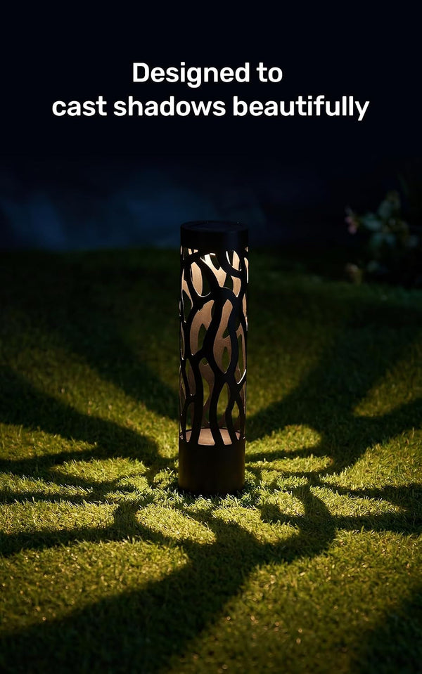 Secure Solar Bollard Pathway Lights, 4-Pack, Black, 4"X16"2