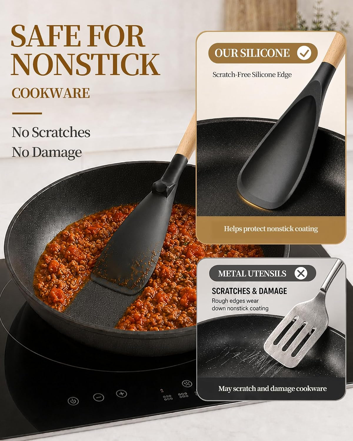 cooking-spoon-2-pack-nonstick-safe-silicone-spatula-long-wooden-handles-heat-resistant-bpa-free-built-in-spoon-rest-spatula-spoon-for-stirring-scooping-scraping-serving