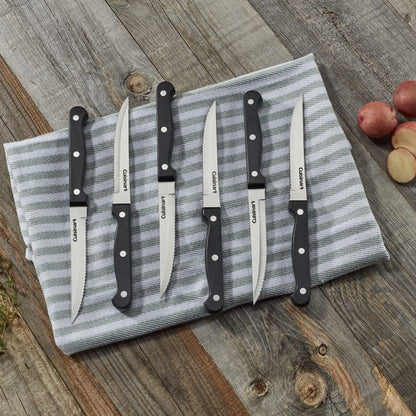 Knife Set, 6Pc Steak Knife Set with Steel Blades for Precise Cutting, Lightweight, Stainless Steel & Durable, C77TR-6PSK, Black4