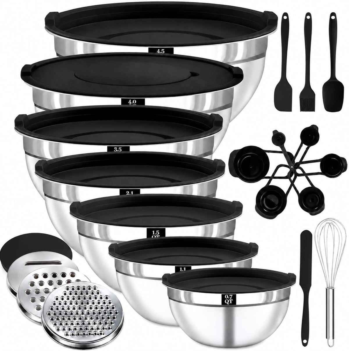 21pcs-mixing-bowls-with-lids-set-7-nesting-mixing-bowls-3-graters-11-baking-tools-lids-stainless-steel-mixing-bowls-for-mixing-baking-size-0-7-1-1-1-5-2-1-3-5-4-4-5-qt-black