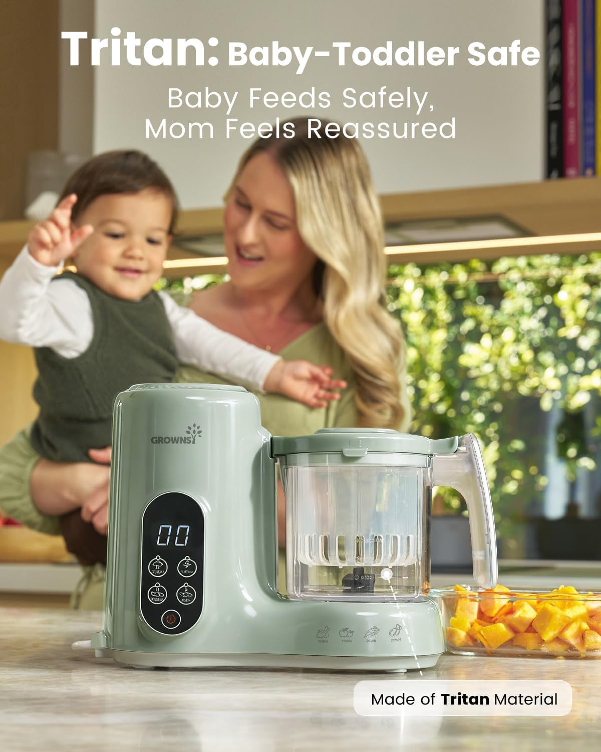 baby-food-maker-steamer-blender-baby-food-processor-green-bpa-free-elevated-steam-basket-healthy-homemade-baby-food-purees-starting-solids-blw-baby-feeding-essentials-6-months