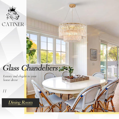 Modern 20" Crystal Glass Chandelier 7-Light Gold Chandeliers4