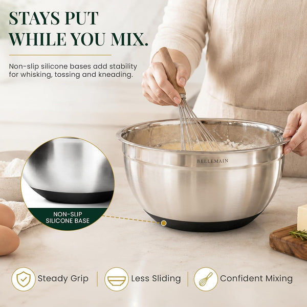 Stainless Steel Mixing Bowls with Airtight Lids Set - Set of 37