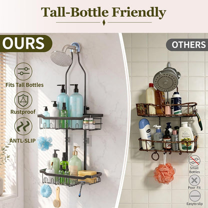 Adjustable Shower Caddy Hanging Rustproof: Tool-Free Height Adjustment3