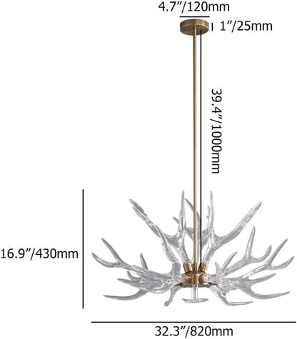 Resin Antler Chandelier, 9-Light Deer Horn Pendant Light Fixture for Living Room Bedroom Dining Room Kitchen (Gold)4