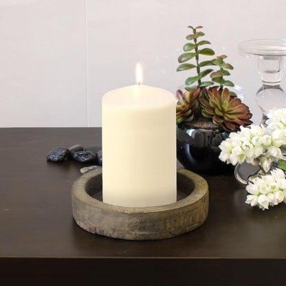 Unscented Pillar Candles – 65 Hour Burn Time, Long-Lasting Wax Candles for Weddings, Holidays, Home Décor & Special Events, Pack of 6, Ivory, 3" X 6"9