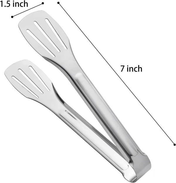 Serving Tong Kitchen Tongs,Buffet Tongs, Stainless Steel Food Tong Serving Tong,Small Tongs 6 Pack (7 Inch)2