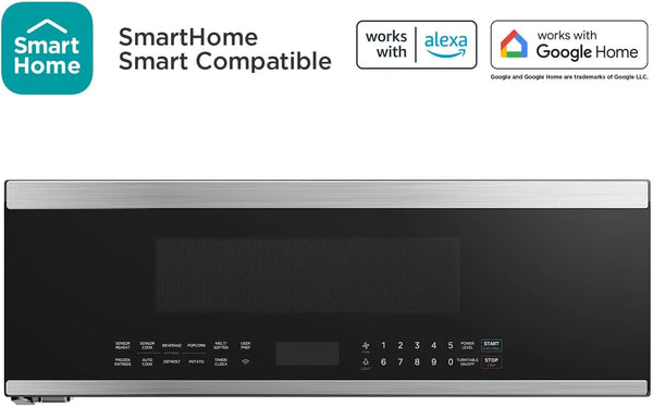 Midea over the Range Microwave Oven, 1.2 Cu.Ft, 1000W, Stainless Steel | Slim Low Profile Microwave, Sensor Cook, 400 CFM Vent Fan, Voice Control, Smarthome Compatible10