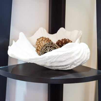 Medium White Scalloped Clam Shell Bowl Sea Shell Decor for Nautical Beach House,Coastal Decor Gift of Housewarming and Wedding Party7