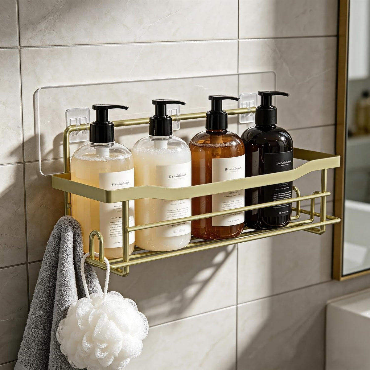 shower-caddy-shelves-organizer-rack-single-pack-shower-shelf-caddies-for-shampoo-soap-bathroom-waterproof-adhesive-holder-no-drilling-wall-mounted-self-matte-gold