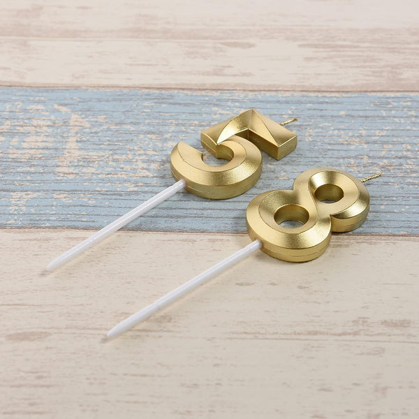 Gold 85Th & 58Th Birthday Candles,Gold Number 85 58 Cake Topper for Birthday Decorations Party Decoration3