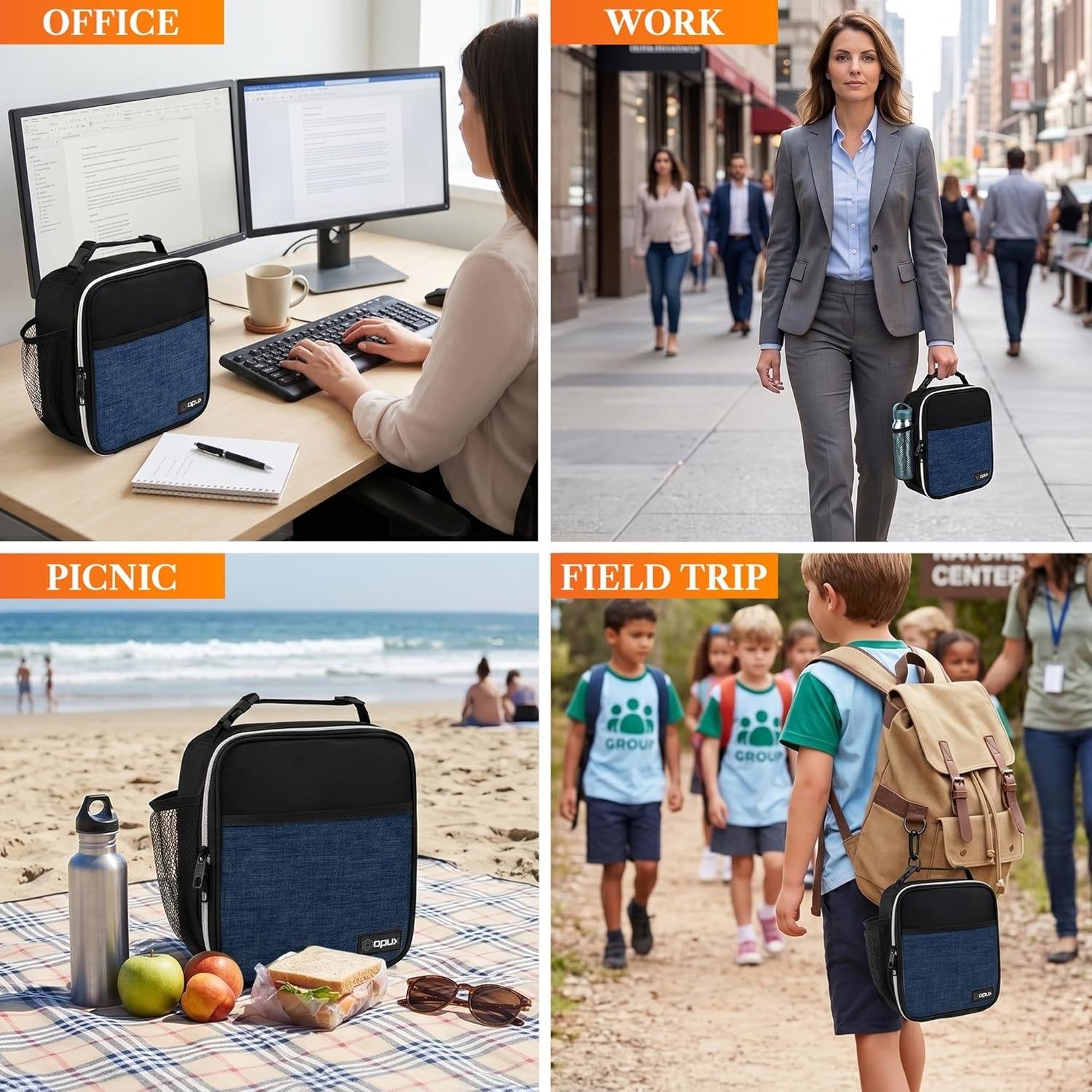 insulated-lunch-bag-for-kids-boys-girls-small-compact-lunch-box-with-wide-opening-mesh-pockets-reusable-lunch-pail-for-school-work-adults-men-women-heather-navy-blue