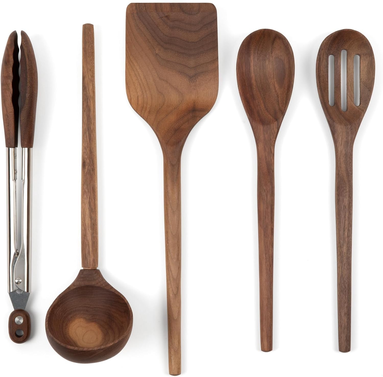 5-piece-walnut-kitchen-utensil-set-with-turner-tongs-slotted-spoon-ladle-and-12-spoon-farmhouse-style-kitchen-cookware-ideal-for-entertaining-wedding-and-housewarming-gift