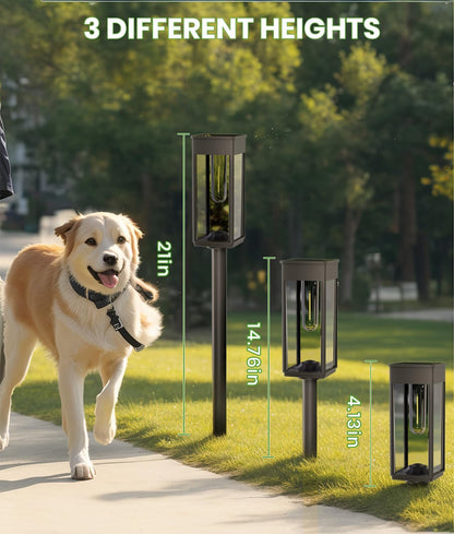 Solar Powered Pathway Lights, 4 Pack, 3 Heights, Cool White, IP656