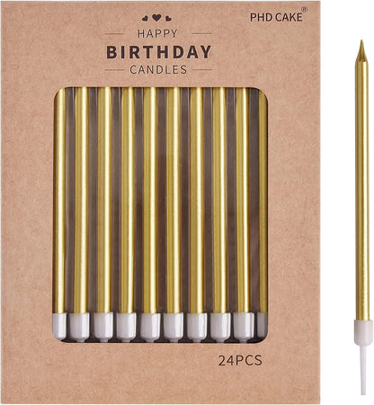 Gold Long Thin Metallic Birthday Candles, Cake Candles, Birthday Parties, Wedding Decorations, Party Candles, Cake Decorations1
