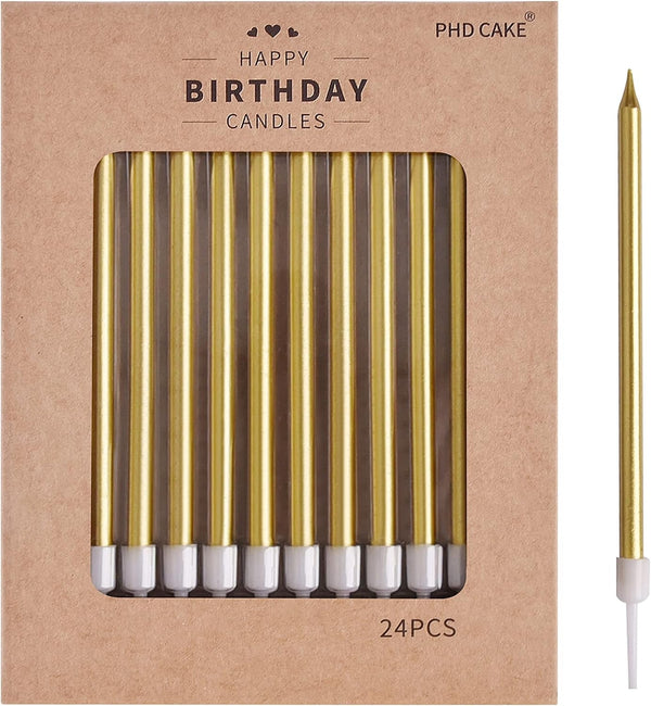 Gold Long Thin Metallic Birthday Candles, Cake Candles, Birthday Parties, Wedding Decorations, Party Candles, Cake Decorations1