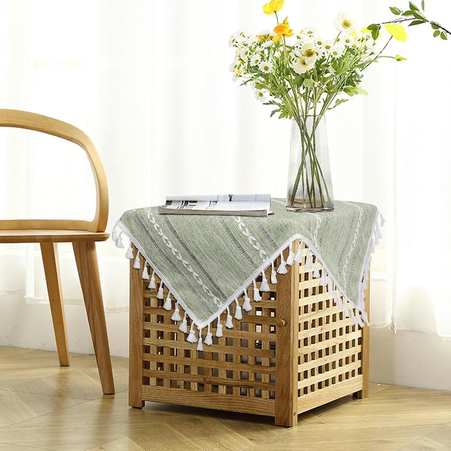 boho-small-square-tablecloth-24x24-sage-green-linen-table-cover-nightstand-cover-top-round-square-end-bedside-table-cloth-runner-rustic-farmhouse-spring-summer-green-home-decor