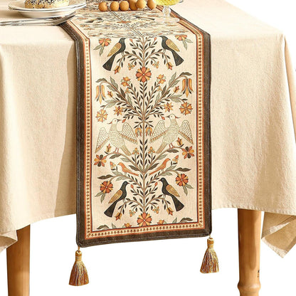 Designer French Linen Long Table Runner,102"X12"-Seville1