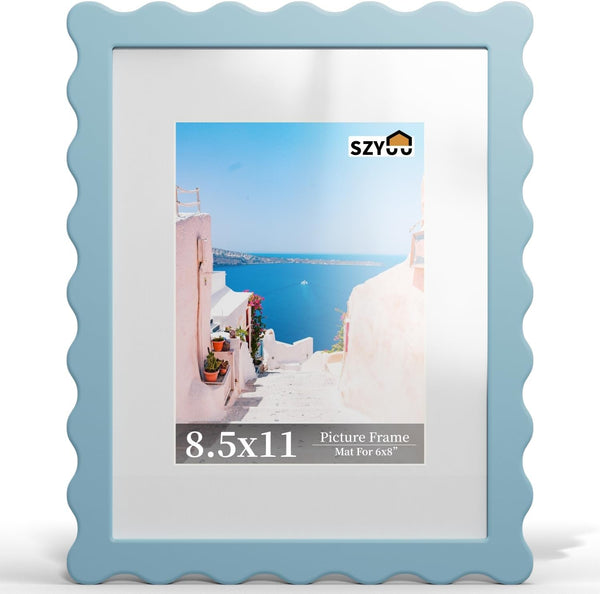8.5X11 Wavy Picture Frame with Real Glass, Tabletop & Wall Mount1