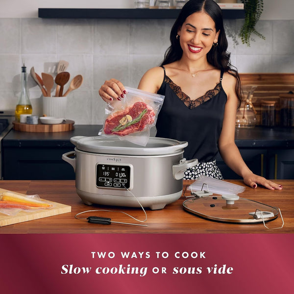 Crock-Pot 7-Quart Cook & Carry Slow Cooker with Sous Vide Function, Family-Sized Slow Cooker Warms up to 30 Hours, Modern Digital Display, Travel-Proof Locking Lid & Removable Temperature Probe2