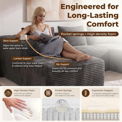 Modular Boneless U-Shaped Couches for Living Room with Side Pockets5
