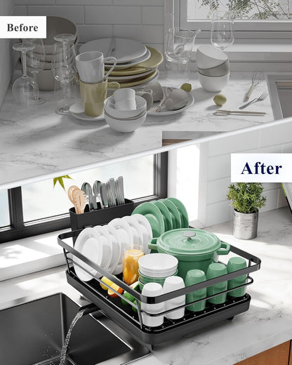 Dish Drying Rack for Kitchen Counter, 12''W X 15.5''L, Black8