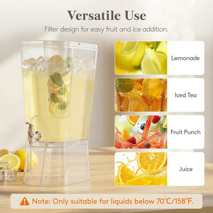 3 Gal Drink Dispenser with Fruit Infuser & Leak-Proof Spigot, 2 Pcs | Large Capacity for Gathering & Commercial Use, Bpa-Free Plastic Beverage Container with Stand for Lemonade, Soda & Mimosa Bar8