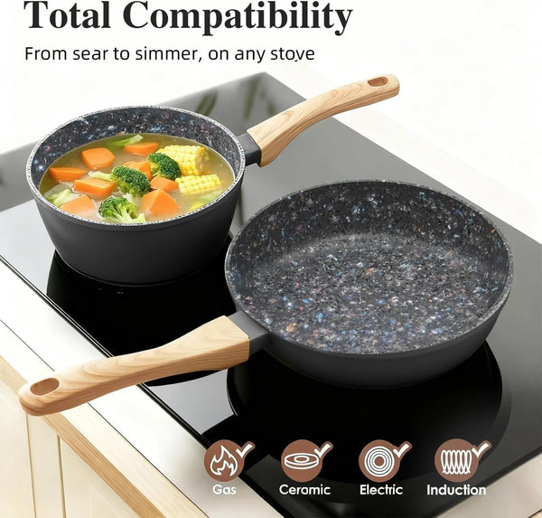 2-Piece Nonstick Set | 9.25" Pan + 1.4QT Pot | Pfas-Free, Black7
