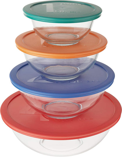Smart Essentials Mixing Bowl Set Including Locking Lids (Clear), 8 Piece,5 Quarts3