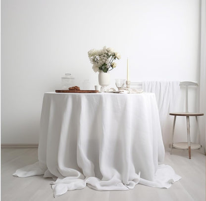 100% Pure Linen round Tablecloths 90Inch round Machine Washable Tablecloth for Thanksgiving,Decorative Halloween,Buffet Parties,Picnic,Events,Weddings and Restaurants-White2