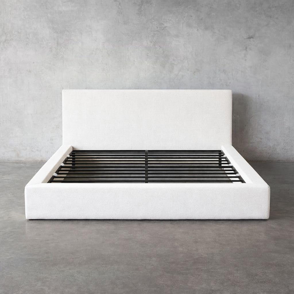 square-bed-washable-zip-cover-upholstered-linen-soft-foam-modular-minimalist-modern-sold-separately-cream-boucle-queen-base