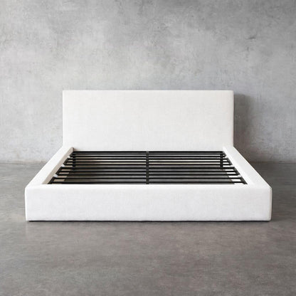 Square Bed – Washable Zip Cover - Upholstered Linen Soft Foam - Modular Minimalist Modern - Sold Separately (Cream Boucle, Queen Base)9