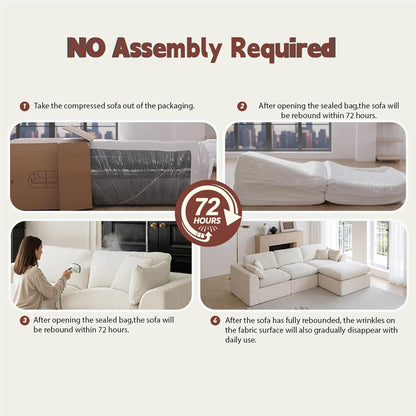 Cloud Sectional Couch for Living Room, Modern L-Shape Sofa with Back Cushion, Oversized Convertible Deep Chenille Seater Modular Couches5