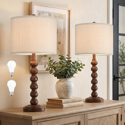 27" Farmhouse Table Lamps Set of 2 for Living Room, Brown Lamps for Bedroom1