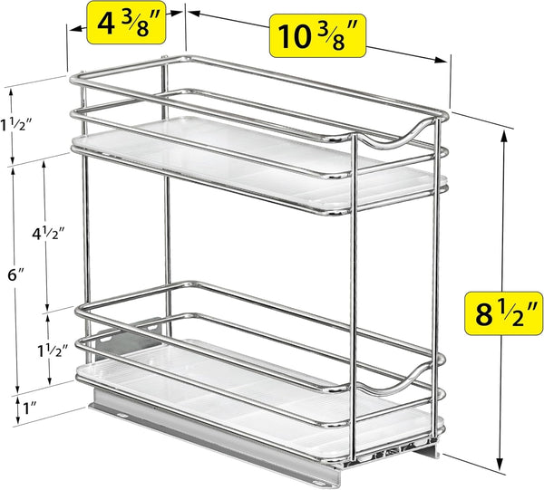 ® Pull Out Spice Organization for Cabinets - 4-3/8 Inch Wide – Spice Rack for inside Cabinets, Slide Out Spice Rack Organizer for Cabinet – Pull Out Spice Rack, Sliding 2 Tier Chrome5